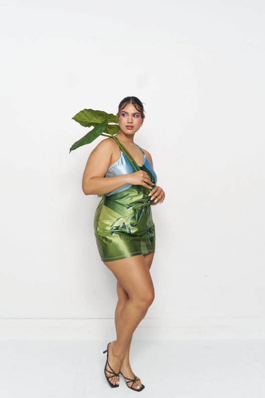 Verde Luz Mini Cross Back Dress